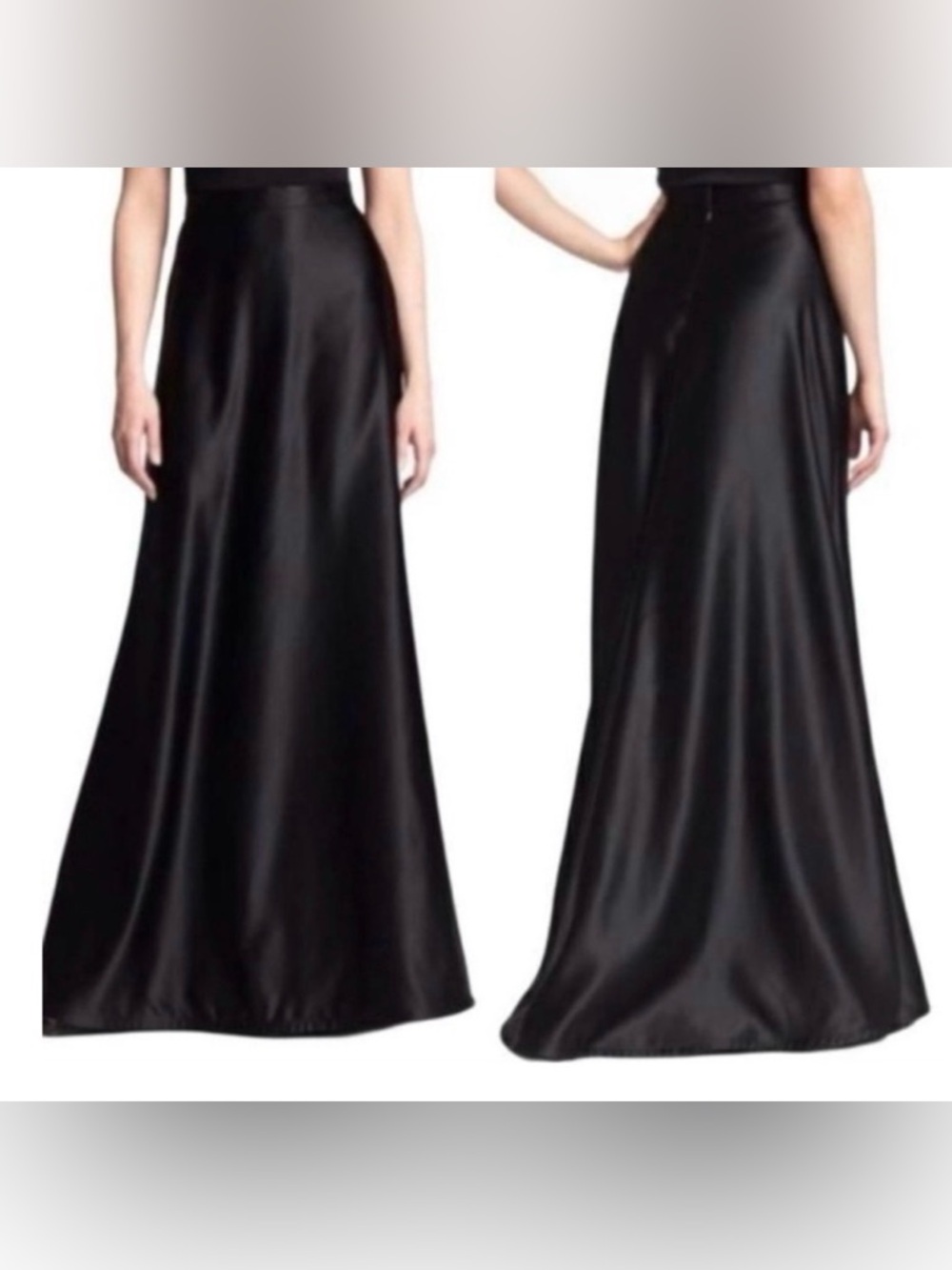 Black Satin A-Line Maxi Skirt by Tadashi Shoji